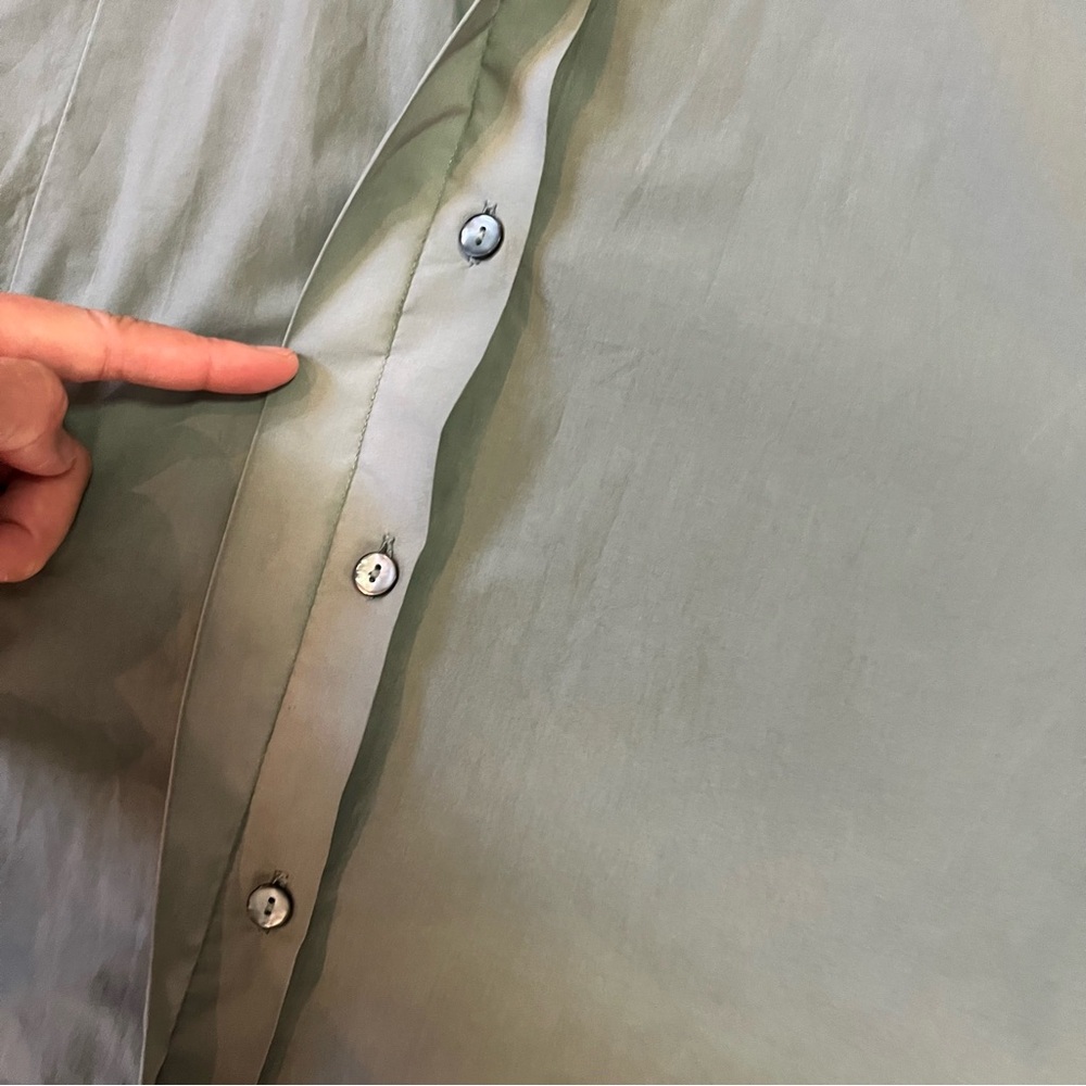 🇩🇪 Elemente Clemente Blouse Shirt Button Up Teal Green Women's Asymmetric XL - Picture 8 of 15